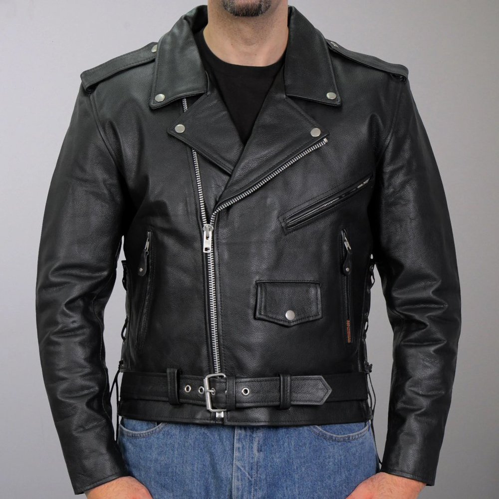 Classic Leather Motorcycle Jacket Genuine Cowhide Brand New